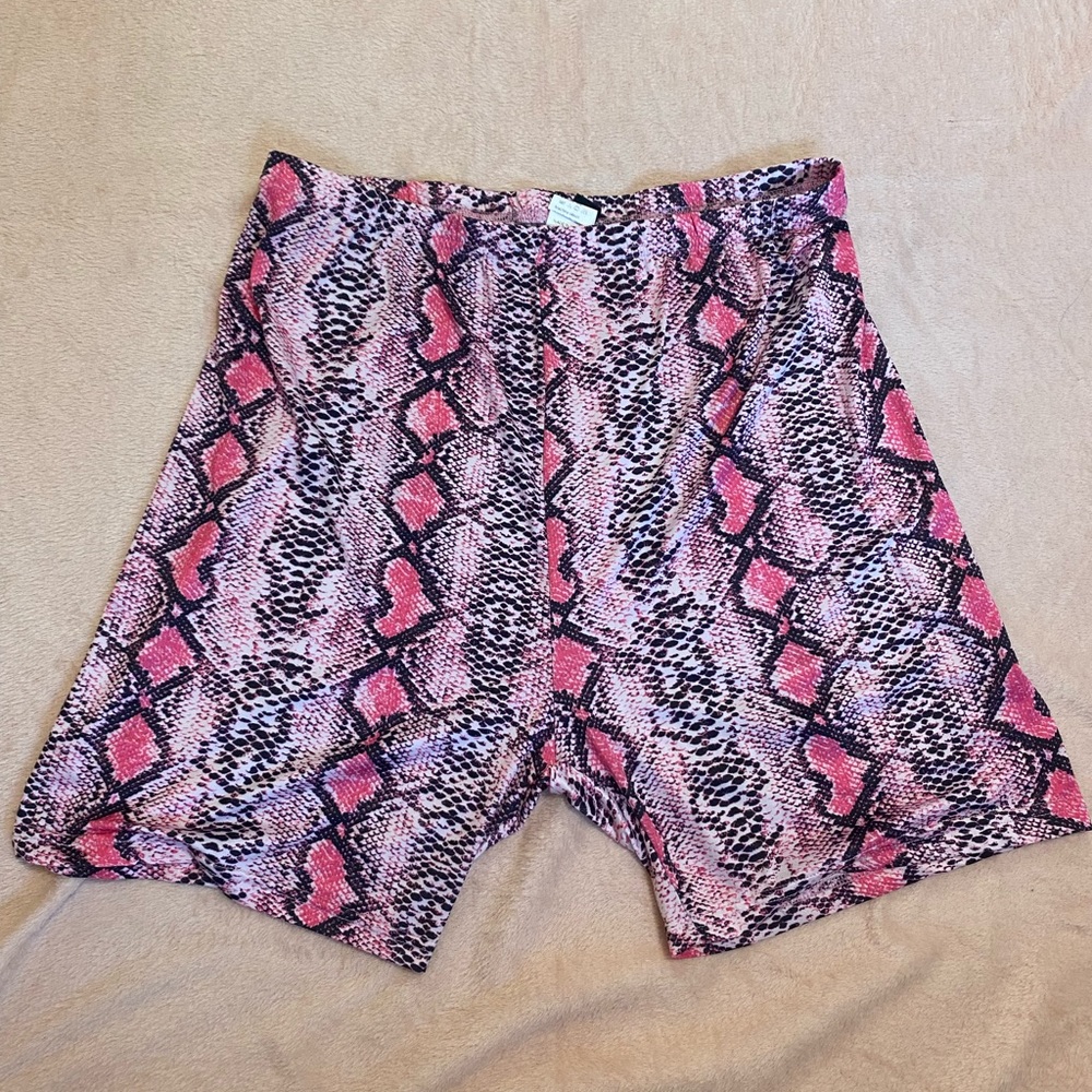 Snakeskin biker shorts
